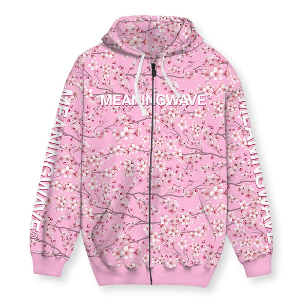 MEANINGWAVE CHERRY BLOSSOM Men s Zip Up Hoodie